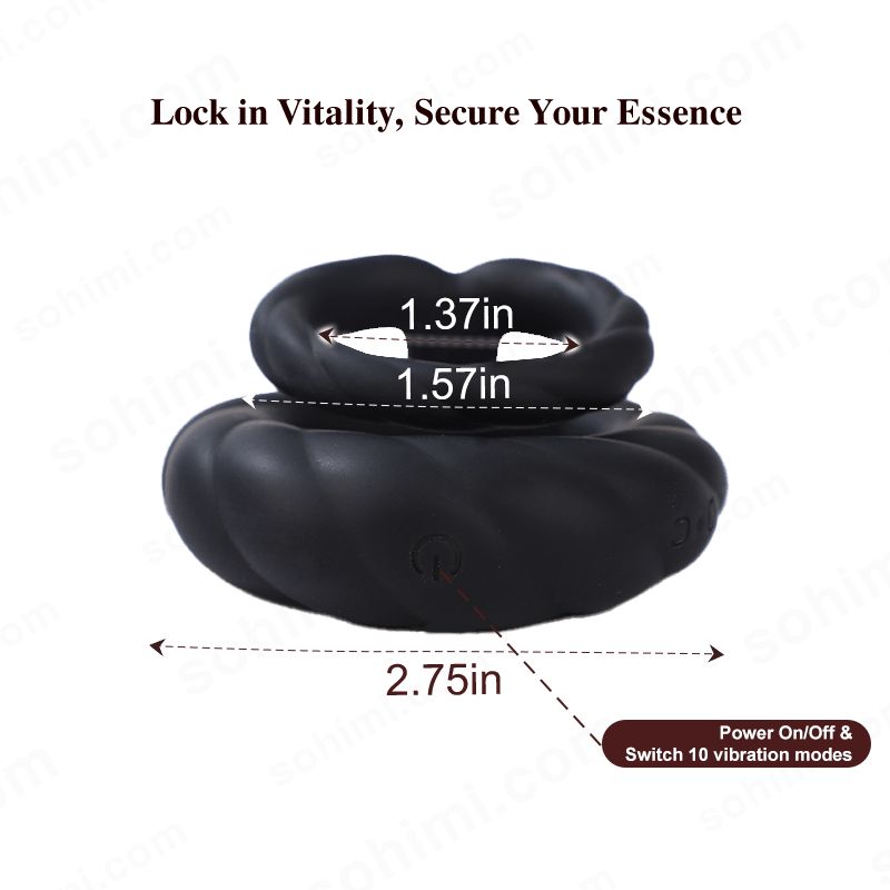 Adult Double Penis Ring Vibrator Cock Ring with 10 Vibration Modes